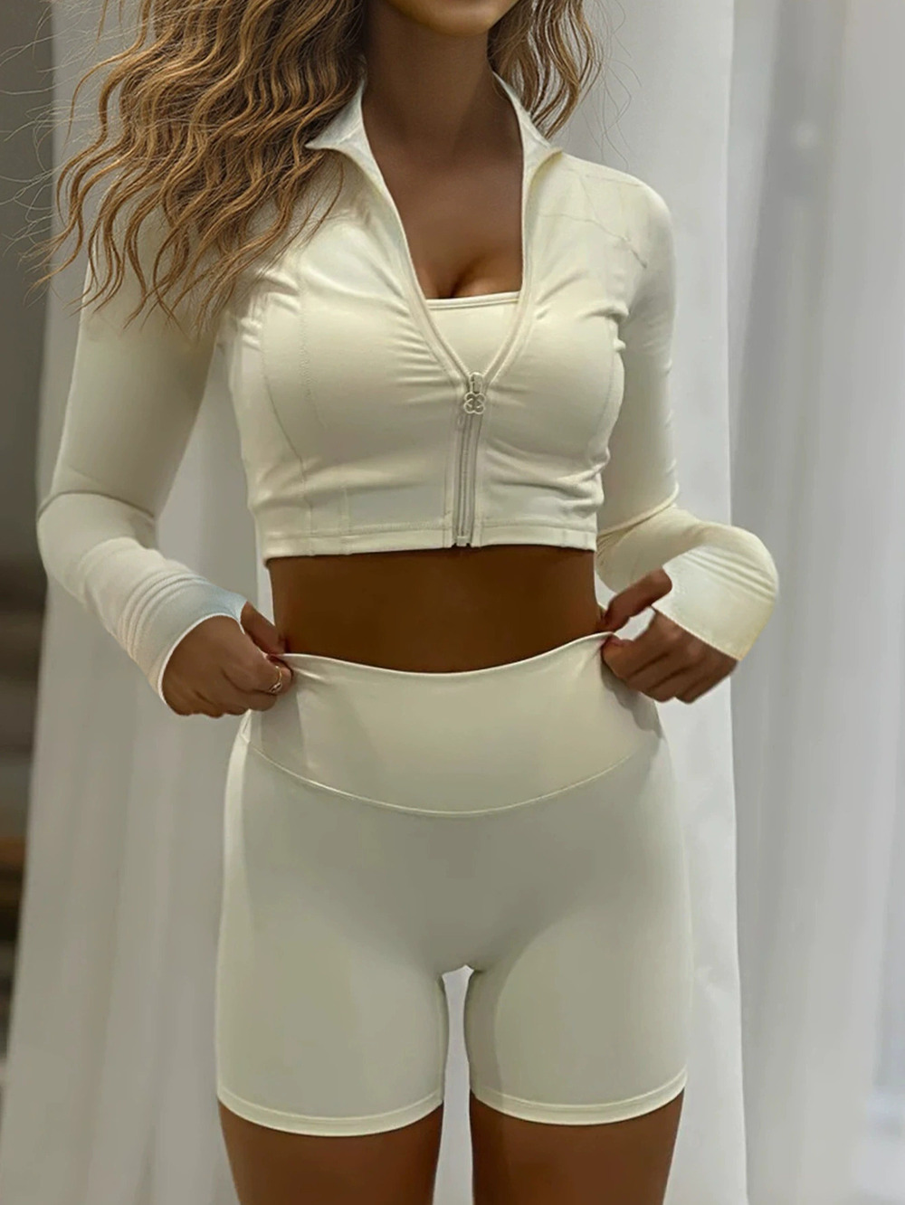 Zara Kaikuo Sports Long Sleeve Jacket and Shorts 2 Piece Set for